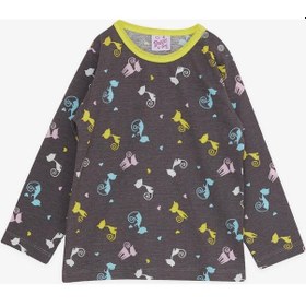 Resim Breeze Kız Çocuk Pijama Takımı Renkli Kedicikler Desenli 1-4 Yaş, Kahverengi-kahverengi Kahverengi 