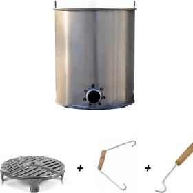 Resim Askay Tabanı Düz Önden Delikli Kova + Ayaklı Izgara + Çengel + Tutacak (Yandan Delikli Kova) 