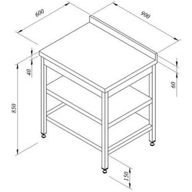 Resim Çalışma Tezgahı Ara Raflı Sırtlı 90x60 Cm 