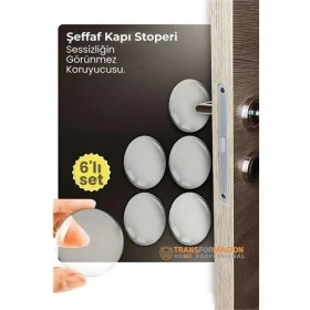 Resim Bucuks Mey Ithalat® 6'lı Kristal Koruma Şeffaf Kapı Stoperi Tampon Seti | Duvar & Mobilya Çarpma Önleyici 