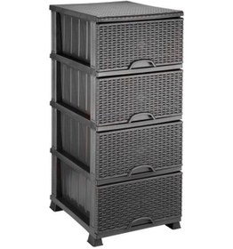 Resim Omnipazar Elf-296 Hasır Desen Plastik Mutfak Komidin Sebzelik 4 Katlı Antrasit 