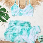 Resim Kız Çocuk Tie-Dye Mayo Seti: V Yaka, Yüksek Elastiklik, Çıkarılabilir Pedler, Genç Stil 