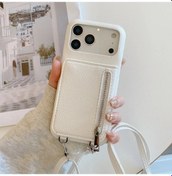 Resim Lumaworld iPhone Uyumlu 17 Pro Çok Amaçlı Fermuarlı Lychee Desenli Deri Cüzdan 