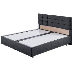 Resim Viyana Çift Kişilik Baza Başlık Letto Yatak Seti - Antrasit 150 x 200 