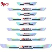 Resim 9 Parça Yeni Beyaz Lazer Spor Araba Kapı Eşiği Koruyucu Seti, Kamyon ve SUV için Uygun Çizilmeye Karşı Dirençli Yapışkanlı Şeritlerle Araç Çerçeve Giriş Koruyucular 