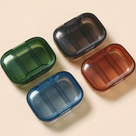 Resim Mini Plastik İlaç Kutusu 3 Bölme ile - Su Geçirmez, Nem Geçirmez, Sabah, Öğle ve Akşam İlaç Depolama için Büyük Kapasite, Temizlemesi Kolay, Taşınabilir İlaç Düzenleyici, İlaç Kutusu için 