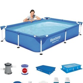 Resim Prefabrik Havuz Seti 221cm x 150cm x 43cm Bw406 