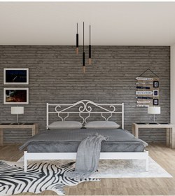 Resim Metalia Gm 301 Gold Dublex Metal Karyola Beyaz 160x200 