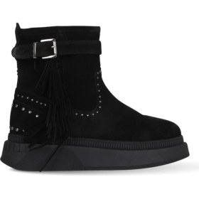Resim Bueno Shoes Siyah Süet Kadın Dolgu Topuklu Bot 30WB24549 30WB24549 