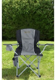 Resim Katlanabilir Lüks Kamp Sandalyesi Dayanıklı Kamp Piknik Bahçe Balkon Outdoor Açık Gri - Siyah 