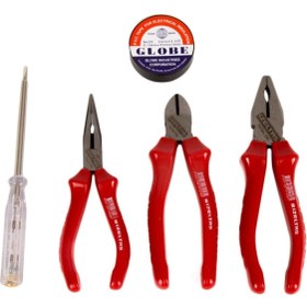 Resim İzeltaş 190mm Kontrol Kalemi,180mm Pense, 160mm Yankeski Ve Kargaburun+ 1 Adet Globe Izole Bant 