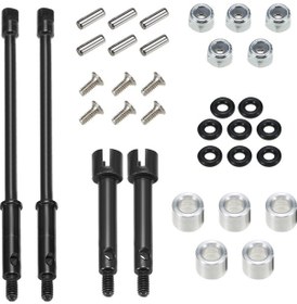 Resim Fosenze Axial Scx24 90081 Rc Araba İçin Çelik Genişletilmiş Sürücü Eksen Seti Ön Ve Arka Eksenler + Montaj Aksesuarları 