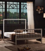 Resim Unimet Breeze Tek Kişilik Ferforje Metal Karyola (BEYAZ-KAHVERENGİ) (AHŞAP LATALI) 