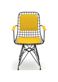 Resim Knsz kafes tel sandalyesi 1 li mazlum syhsrı kolçaklı sırt minderli ofis cafe bahçe mutfak 