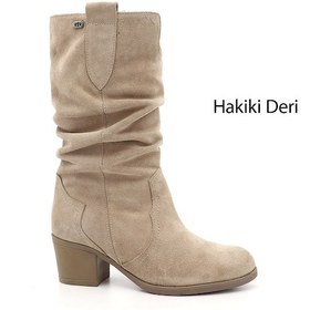 Resim Gönderi(R) Gönderi R Kadın Bej Süet Kalın Topuklu Körüklü Hakiki Deri Çizme Gkzc13447531 Bej 