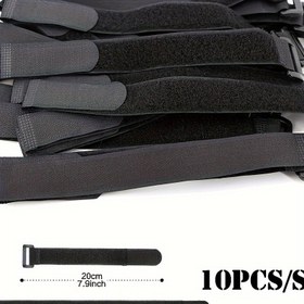 Resim 12 adet Kanca ve Halka Yeniden Kullanılabilir Bağlama Naylon Kablo, Güvence Kayışları, Dayanıklı Fonksiyonel Bağlar (Uzunluk 20cm/7.88inç, 50cm/19.69inç) 