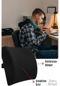 Resim Overpazar Sırt Yastığı Sırt Minderi Sandalye Yastığı Koltuk Sırt Minderi Ortopedik Minder Bel Minderi 34x36 CM 