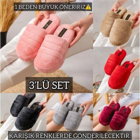 Resim Slipcat 3'lü Sessiz Taban Kadın Terlik Kapalı Ev Terliği Misafir Terliği Çeyiz Bohça Terliği 