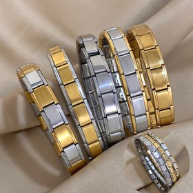 Resim 2'li Set, 9mm/5 mm Bileklik Takı Kümesi, Paslanmaz Çelik Esnek Uzatılabilir Italyan Charm Kolyeler veya Erkeklere Özel Yüzük Şeklindeki Aksesuarlar 