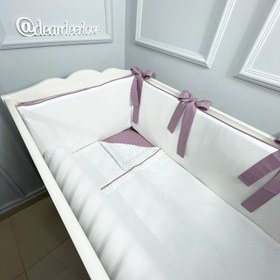 Resim Ekru - Rose Fırfırlı Bebek Uyku Seti - Sosis Bumper / 60x120 