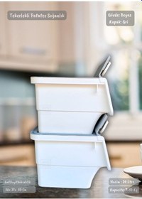 Resim 2 Li Gri Tekerlekli Sebzelik Patates Soğan Sepeti Modern Organizer Patateslik Basic Soğanlık 24 L Gri-beyaz 