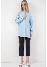 Resim Bigdart Kadın Dokulu Oversize Tunik 5989 - Mavi 