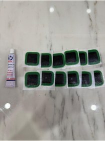 Resim OEM Kare Bisiklet Motorsiklet Araba İç ve Dış Lastik Yaması Dubleks 12 Adet ve Yama İlacı (A Kalite) 