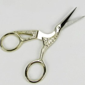 Resim Pearl Shop Vitrini Leylek Şeklinde Gold (Altın) Renk Söz ve Nişan Makası 