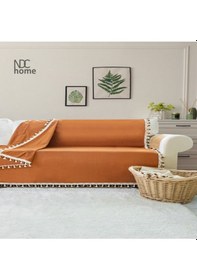 Resim Dnc Home Tekstil Ndchome Premium Keten Tarçın Ponponlu Koltuk Örtüsü 170 X 220 