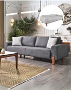 Resim Velura Home & Living Astana Bohem Koltuk Takımı & Mekanizmalı Genişleyebilir Yataklı Koltuk - Gri Bukle Kumaş 