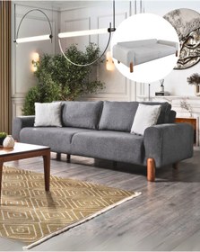 Resim Velura Home & Living Astana Bohem Koltuk Takımı & Mekanizmalı Genişleyebilir Yataklı Koltuk - Gri Bukle Kumaş 