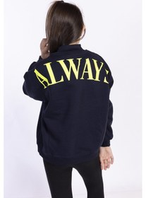 Resim Toontoy Kız Çocuk Baskılı Balıkçı Yaka Sweatshirt Lacivert 