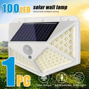 Resim 1 adet 100 LED Güneş Duvar Lambası Hareket Sensörü ile - Taşınabilir, Su Geçirmez Dış Mekan Aydınlatması Bahçe, Bahçe ve Ticari Kullanım için, 3 Işık Modu, IP44 Derecesi, Kolay Kurulum, Güneş Enerjili Çit Lambası, Dış Duvar Lambası|Modern Duvar Lambası|Dayanıklı Dış Mekan Lambası 