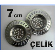 Resim Genel Markalar 7cm Paslanmaz Çelik Lavabo Gider Süzgeci Yaşam Boyu Garantili Ikili Set Çelik Lavabo Süzgeci 