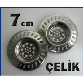 Resim Genel Markalar 7cm Paslanmaz Çelik Lavabo Gider Süzgeci Yaşam Boyu Garantili Ikili Set Çelik Lavabo Süzgeci 