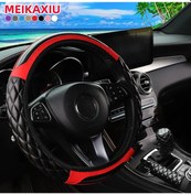 Resim 3 Parçalı Kristal Karbon Fiber Yumuşak Deri Araba Direksiyon Kılıfı İç Halka Red 3pcs Red 3pcs 