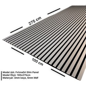 Resim Esnek Keçeli Slim Duvar Paneli 100cm Fırtına Gri 