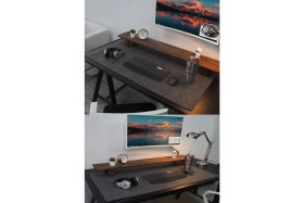 Resim EUROLUXE Keçe Masa Üstü Düzenleyici Mat 50X100 cm Antrasit Renkli Antibakteriyel Özellikli 