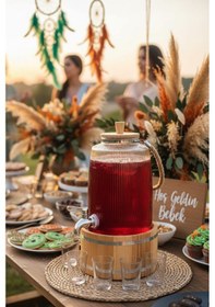 Resim Bambum Melo - Bambu Kapak Ve Ahşap Standlı Cam Sebil 3l 