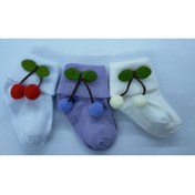 Resim ÖZKARDEŞLER BABY Bebek Kıvrık Çorap Kiraz Fükürlü 3lü 