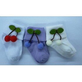 Resim ÖZKARDEŞLER BABY Bebek Kıvrık Çorap Kiraz Fükürlü 3lü 