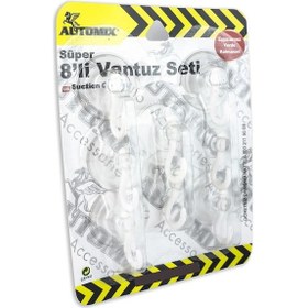 Resim Automix 8 Li Küçük Vantuz Seti Ev Banyo Cam Ve Araç İçin Askı Ve Düzenleme Aparatı universal 