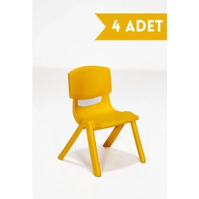 Resim Sandalie 4 Adet Kreş Anaokulu Çocuk Sandalyesi Sert Plastik- Sarı 