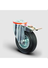 Resim EM04SPR125F Oynak Frenli Delik Bağlantılı Kauçuk Tekerlek 