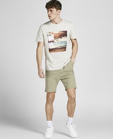Resim Jack & Jones 12182595_Jpstshark Jjsweat Shorts Normal Bel Düz Açık Yeşil Erkek Sweat Şort 