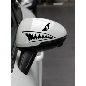 Resim Ne Verelim Size Köpekbalığı Diş Dikiz Ayna Sticker 1 Çift 8*20 cm 
