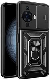 Resim Huawei Nova 12S ile uyumlu Ares Serisi Yüzük Standlı Kamera Korumalı Sürgülü Sert Kılıf 