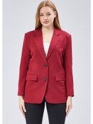 Resim Bordo Kadın Düğmeli Oversize Blazer Ceket Bordo 