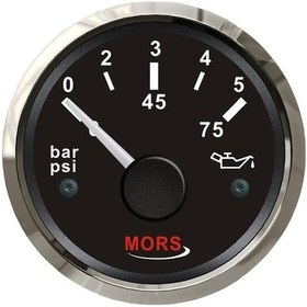 Resim Yağ Göstergesi Siyah 5 Bar 12-24v Çap:55mm 