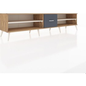 Resim Hyperion Tv Ünitesi 2 Raflı Tek Çekmeceli 220x44x51 Çam-aytaşı/antrasit Aytası/antrasıt - Atlas Çam 